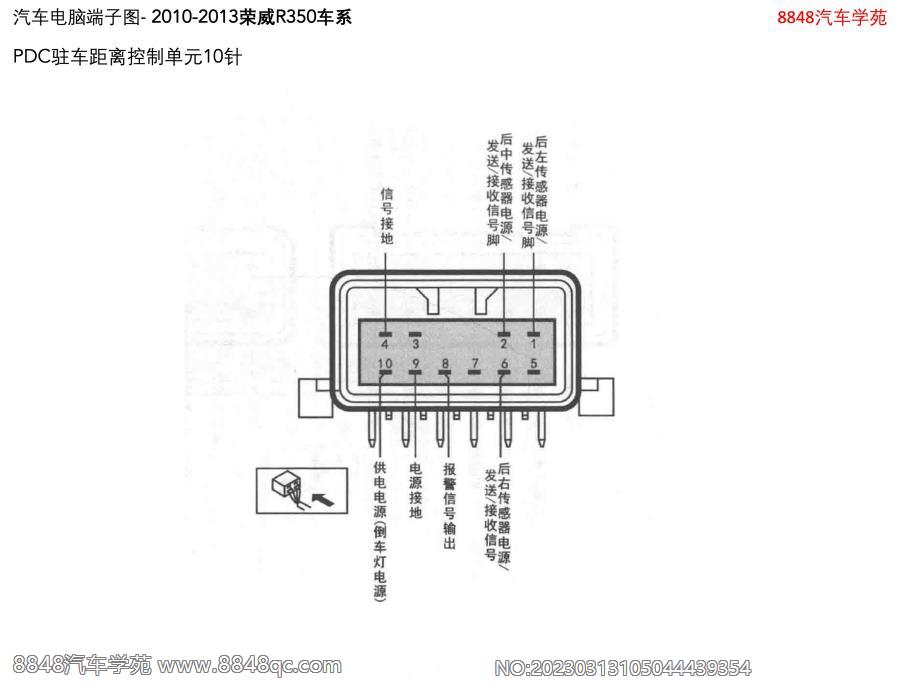 2010-2013荣威R350车系-PDC驻车距离控制单元10针